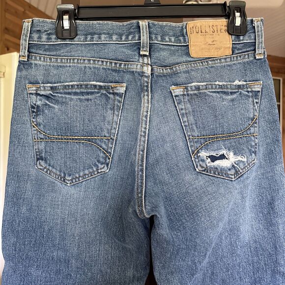 Hollister Jeans Men 30X34 Blue Distressed Worn Street School Casual Work Ranch - Picture 6 of 9